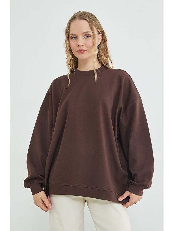 Fullamoda Basic Bisiklet Yaka Oversize Sweatshirt
