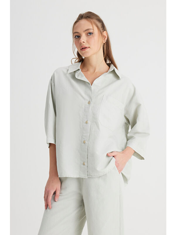 Wrangler Relaxed Fit Geniş Kesim Kısa Kollu Mint Yeşili Gömlek