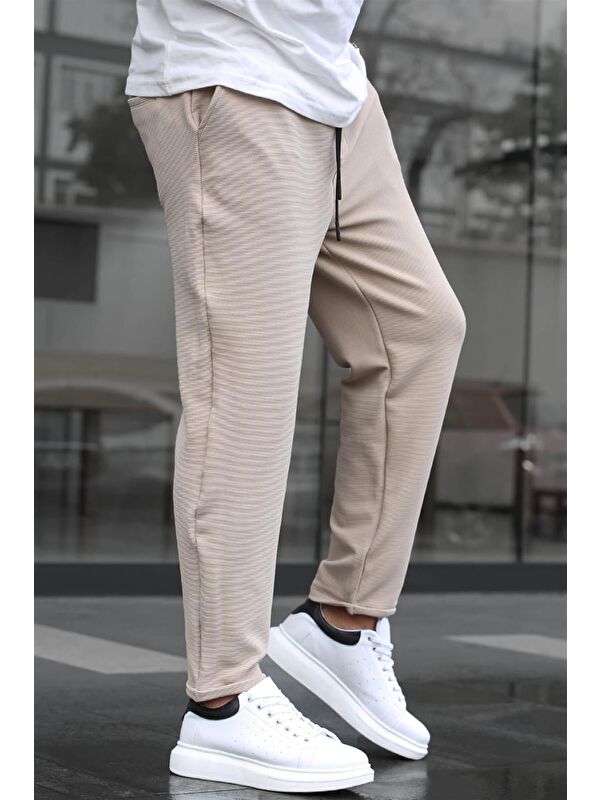 Madmext Bej Basic Waffle Kumaş Erkek Pantolon 6509