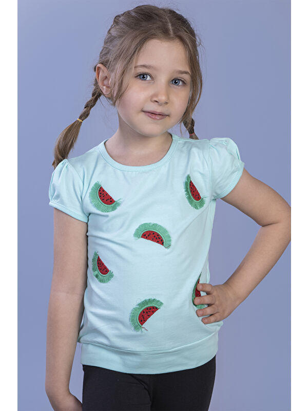 Toontoykids Kız Çocuk Karpuz Nakışlı Tişört
