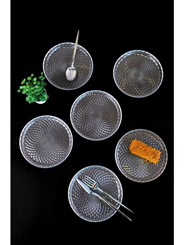 TABAK EVİ Aden Sensu Cam Pasta Tabağı 16cm Sade 6 lı 2492