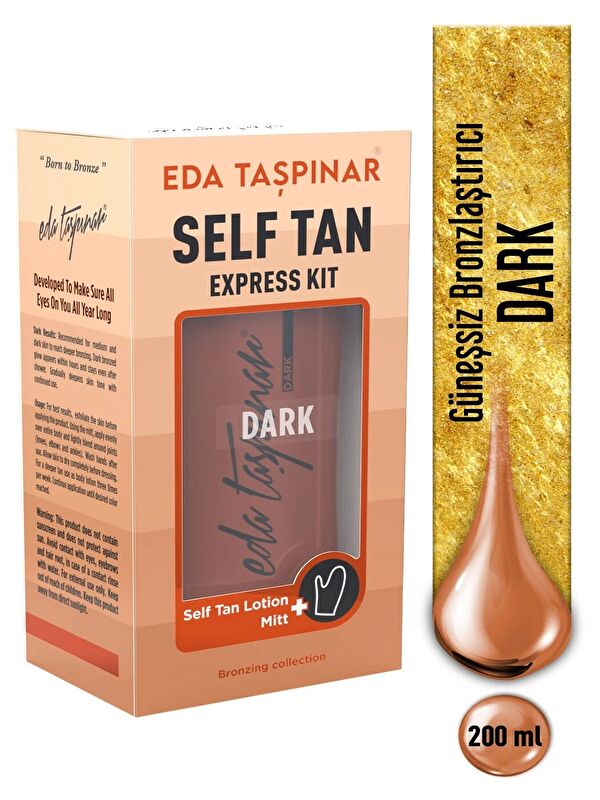 Eda Taşpınar Dark Güneşsiz Bronzlaştırıcı Losyon Self Tanning Eldiven Hediyeli - 200 ml