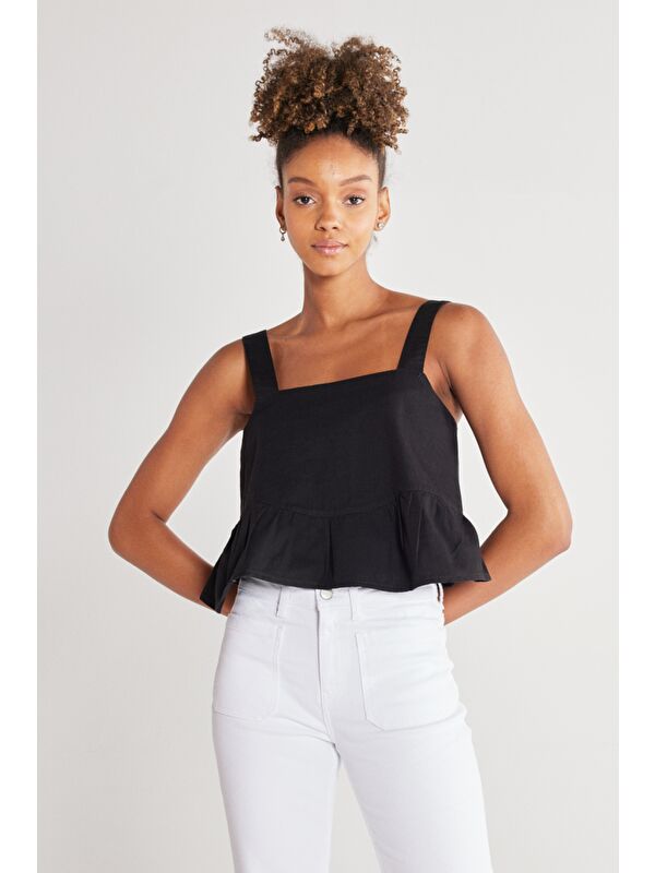 Wrangler Regular Fit %100 Pamuk Kare Yaka Siyah Askılı Bluz
