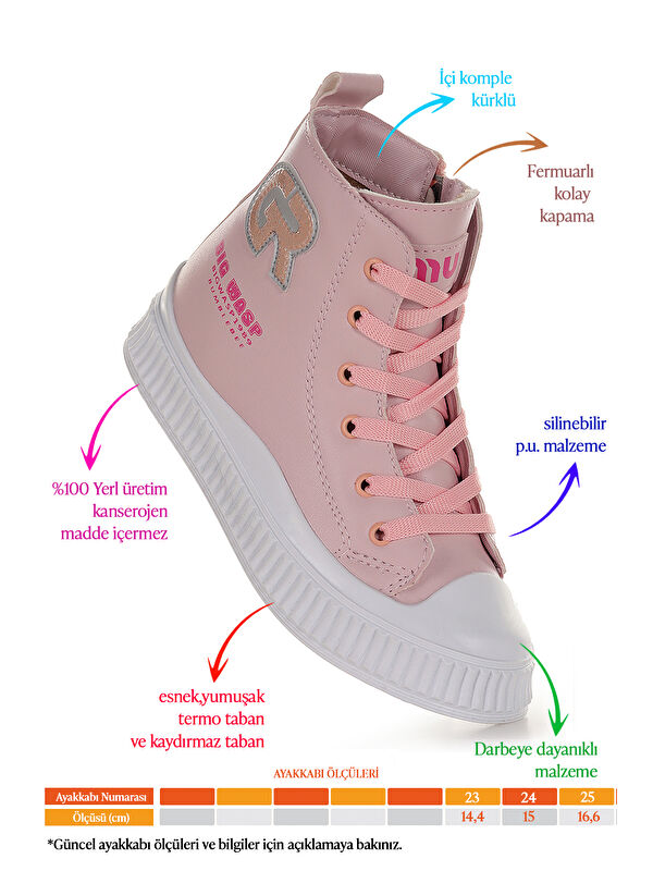 Wasp Fermuarlı Günlük Kız Bebek Bot Ayakkabı - Görsel 3