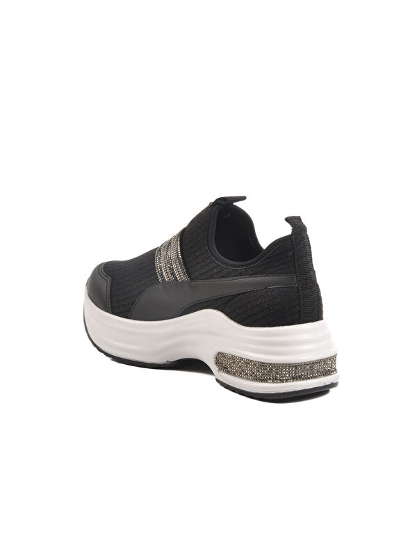 Siyah Beyaz Anorak Taşlı Kadın Sneaker 702307 Z - Görsel 5