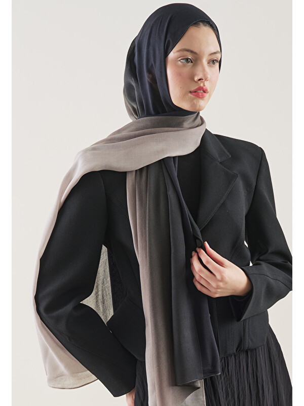 Fresh Scarfs Degrade Desen Rami Şal Siyah Gri