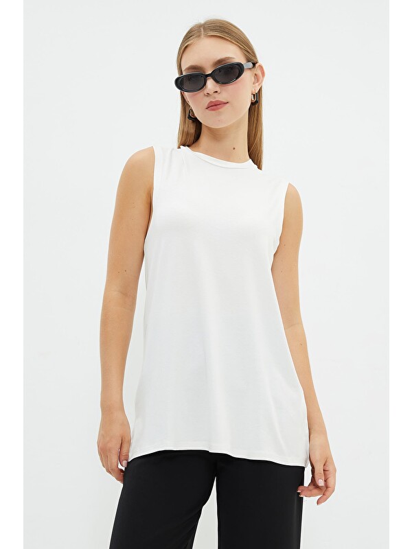 Fullamoda Basic Bisiklet Yaka Kolsuz Tunik