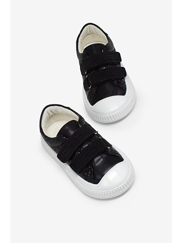 TONNY BLACK Çocuk Unisex Siyah Çoçuk Sim Detaylı Cırtlı Rahat Kalıp Sneaker