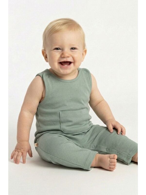 MİNİNİO Unisex Bebek Organik Tulum - Mint