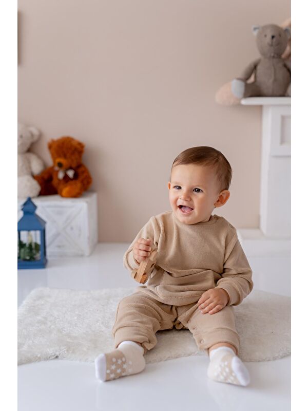 MİNİNİO Unisex Bebekkanguru Cepli Polartulum - Bej