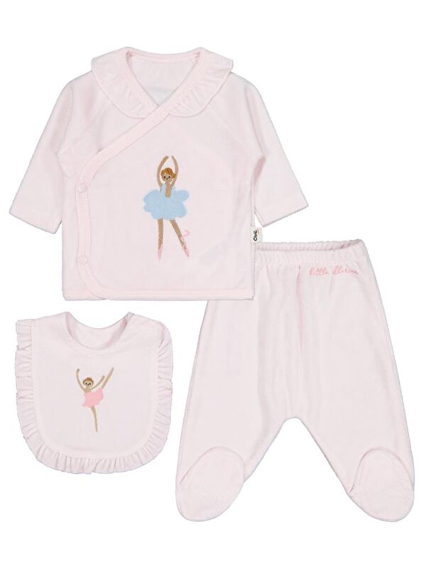 Civil Baby Balerin Nakışlı Zıbın Takımları - Pembe 0-1 Ay