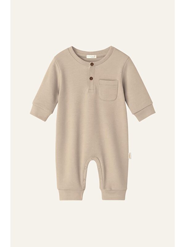 MİNİNİO Unisex Bebek Organik Tulum - Ekru