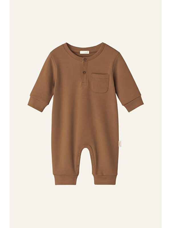 MİNİNİO Unisex Bebek Organik Tulum - Bej