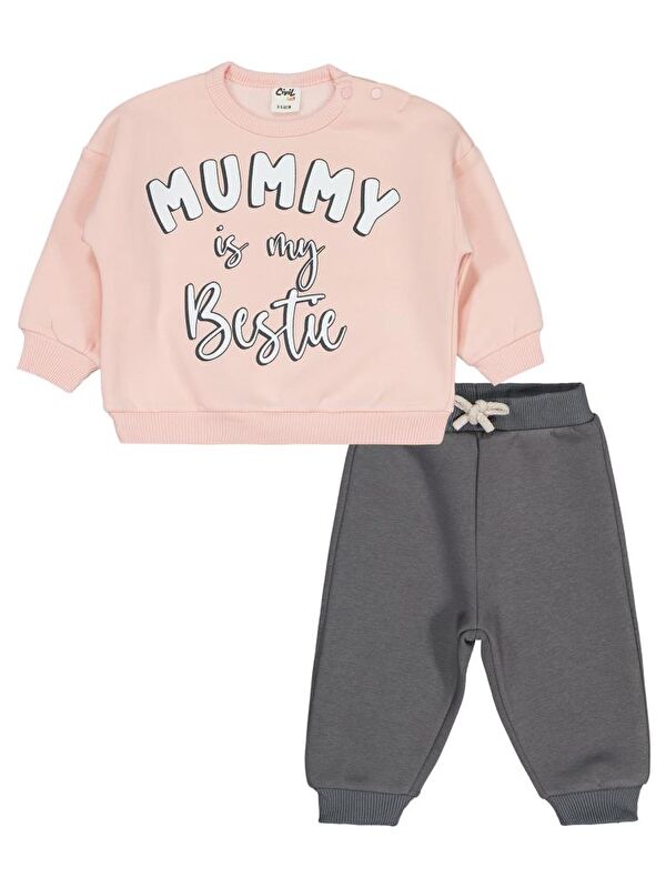 Civil Baby Mummy is my Bestie 6-18 Ay Takım - Pembe 9-12 Ay