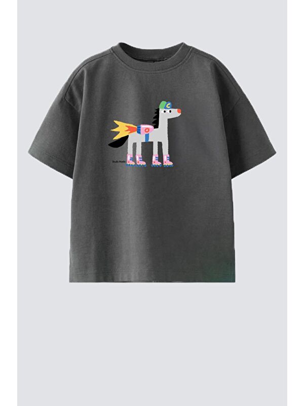 Monila Unisex Bisiklet Yaka Baskılı Tshirt