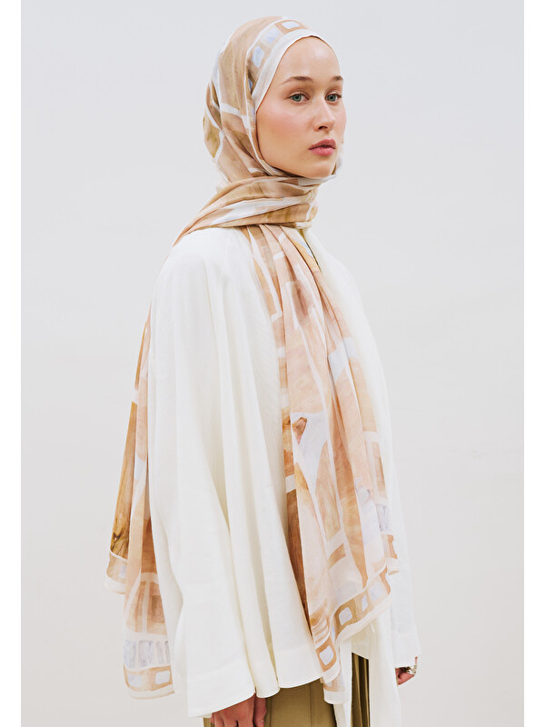 Fresh Scarfs Abstract Blocks Desen Rami Viskon Şal Kum