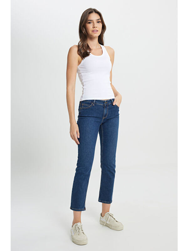 Lee Lacivert Marion Straight Fit Normal Bel Düz Paça Jean Pantolon