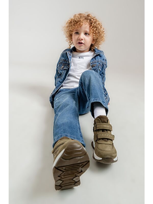 Erkek Çocuk Haki Hakiki Deri Suya Dayanıklı Anatomik Günlük Bot - Görsel 3