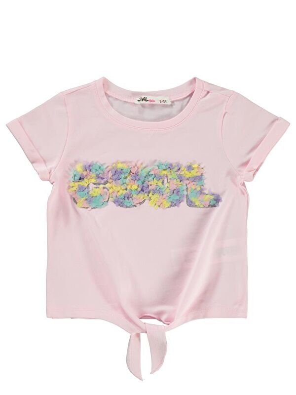 Civil Girls Cool Nakışlı 2-5 Yaş Tişört - Pembe 5-6 Yaş