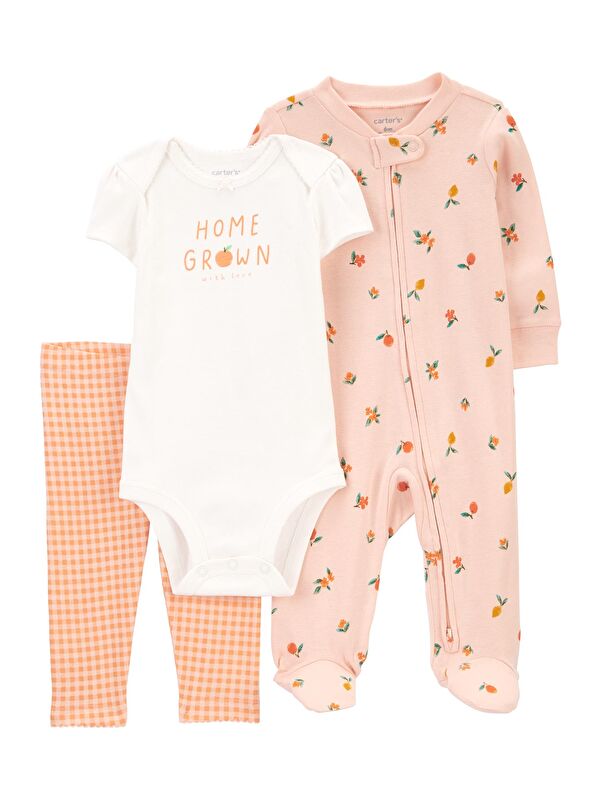 Carter's Kız Bebek Tulum Body Pantolon Set 3'lü Paket