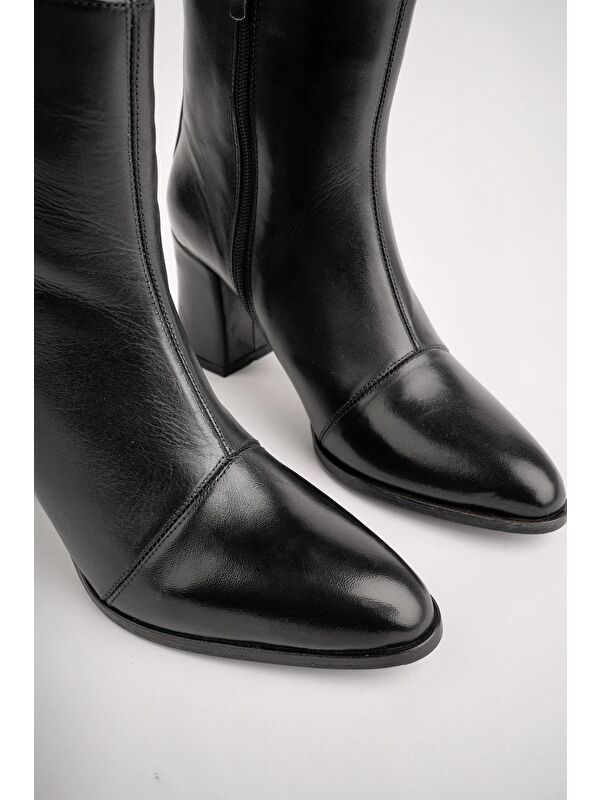 CHEVY Hakiki Deri Fermuarlı Topuklu Kadın Bot - Görsel 6