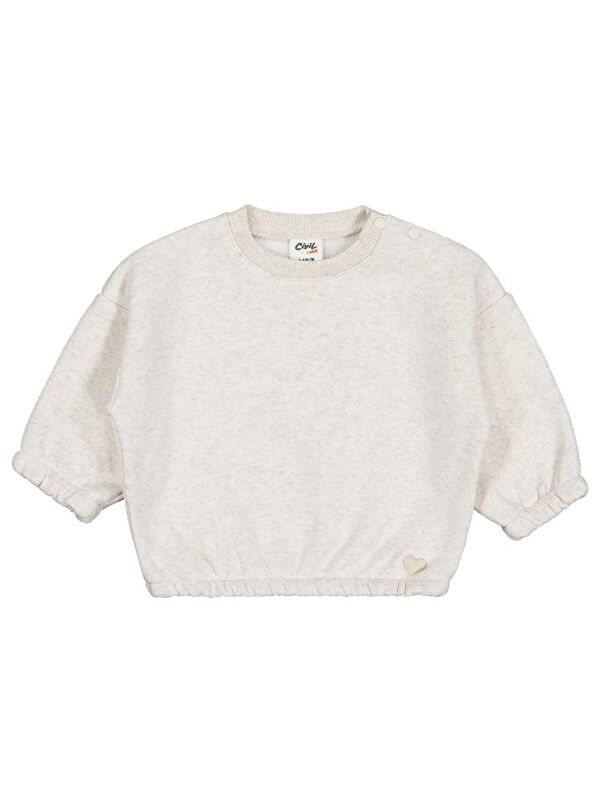 Civil Baby Kalp Nakışlı Basic 6-18 Ay Sweatshirt - Bej 9-12 Ay