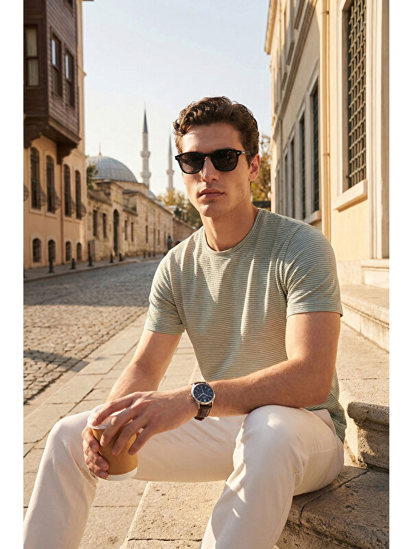 Buratti Pamuklu Regular Fit Çizgili Bisiklet Yaka T Shirt 5904030