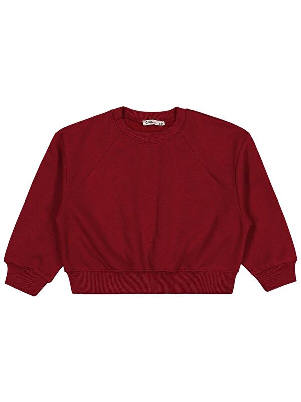 Civil Girls Düz 6-9 Yaş Sweatshirt - Bordo 9-10 Yaş