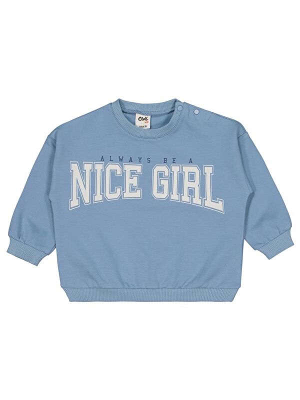 Civil Baby Nice Girl Baskılı 6-18 Ay Sweatshirt - Mavi 12-18 Ay