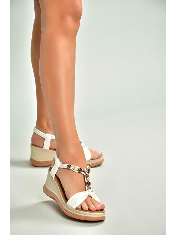Beyaz Kadın Sandalet U2589244 - Görsel 6