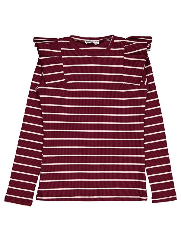Civil Girls İnce Çizgili 10-13 Yaş Sweatshirt - Bordo 11-12 Yaş
