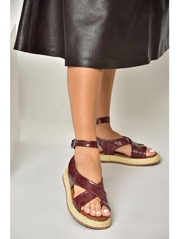 Bordo Kadın Sandalet U9732645 - Görsel 3