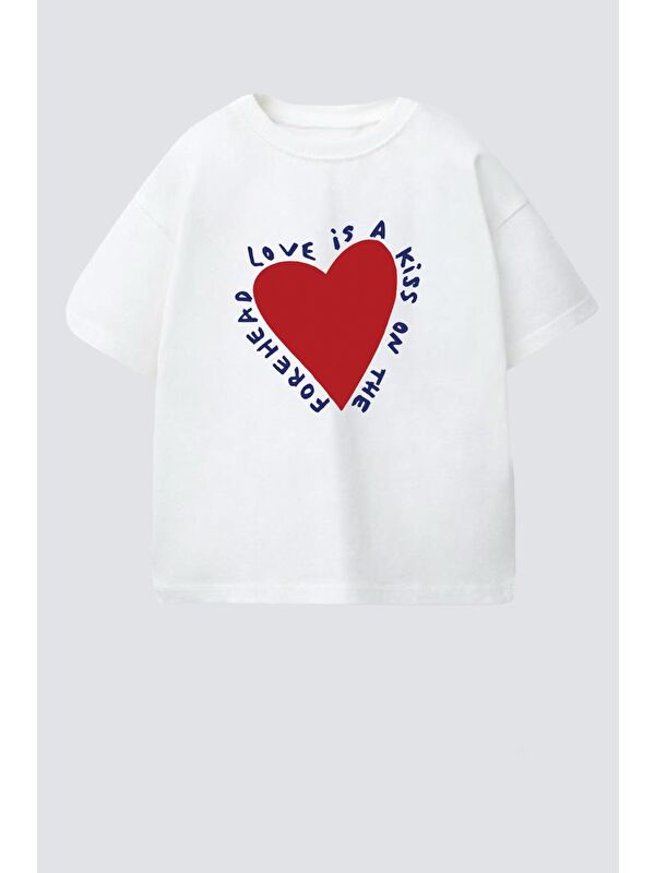 Monila Kız Çocuk Kalp Baskılı Tshirt