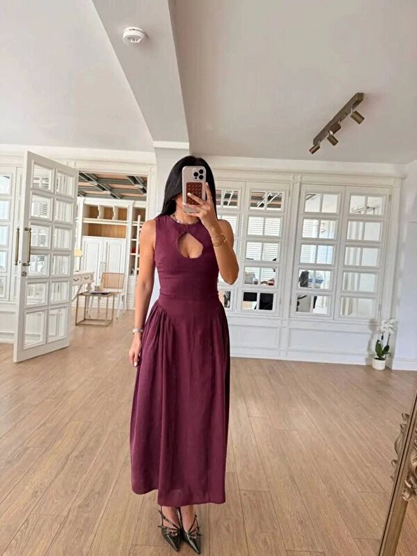 Jane's Kolsuz Uzun Kabardin Elbise - Bordo