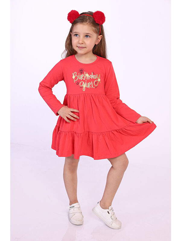 Toontoykids Kız Çocuk Birthday Girl Baskılı Elbise