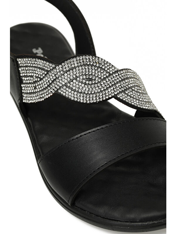 325054.Z 5FX Siyah Kadın Düz Sandalet - Görsel 8