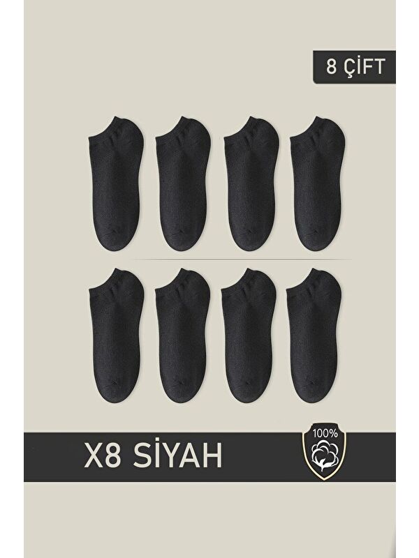 BGK Unisex Patik Çorap 8 Çift Siyah (8 ÇİFT)