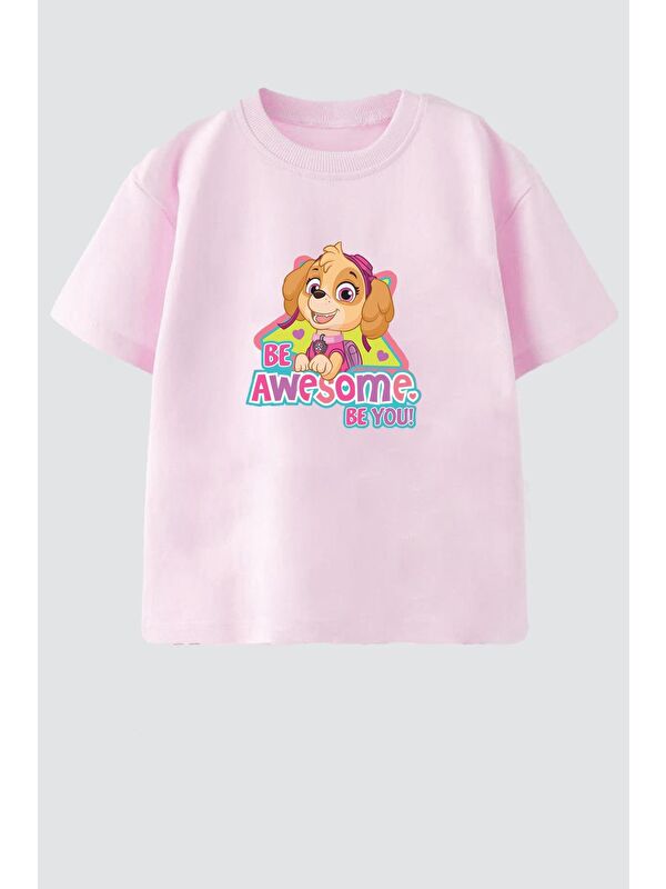 Monila Kız Çocuk Bisiklet Yaka Baskılı Tshirt
