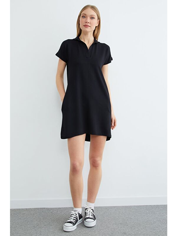 Fullamoda Basic Polo Yaka Cepli Mini Boy Elbise