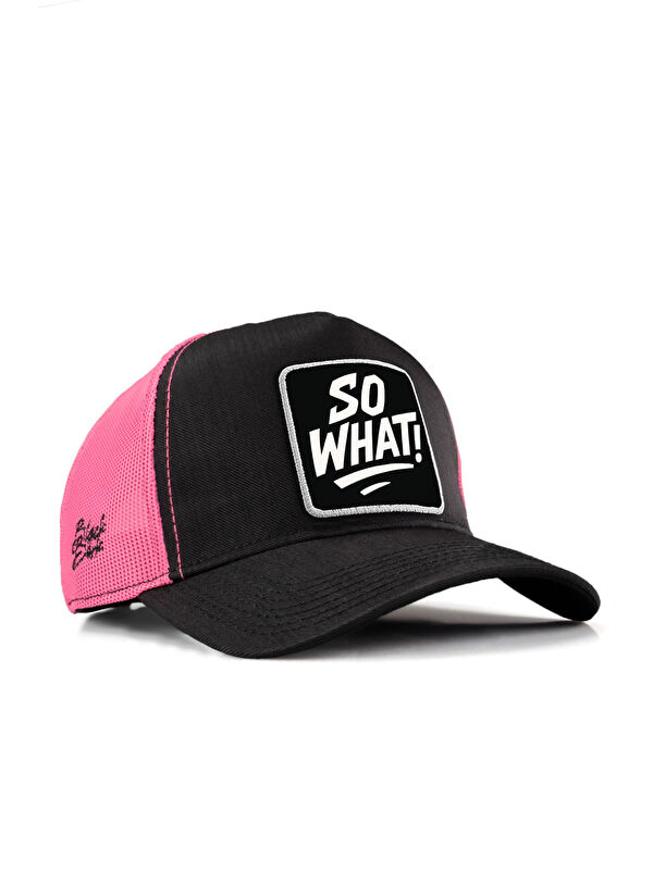 BlackBörk So What Logolu Cordura Siyah-Pembe Trucker Şapka