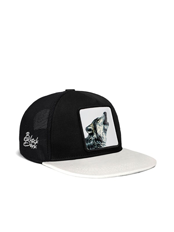 BlackBörk Hip Hop Kids Logolu Beyaz-Siyah Çocuk Trucker Şapka