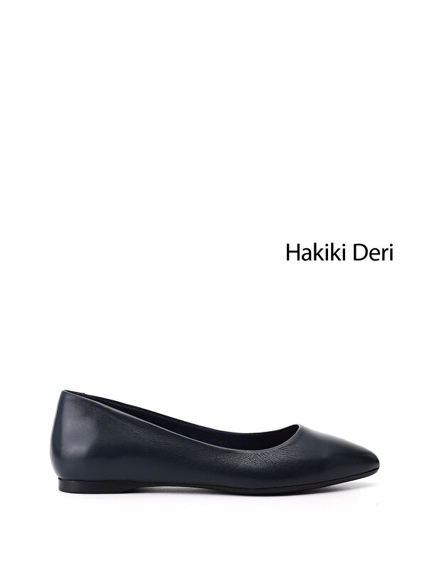 Gonderi(r) Kahverengi Gonderi(r) Sivri Burun Kadın Düz Taban Hakiki Deri Babet