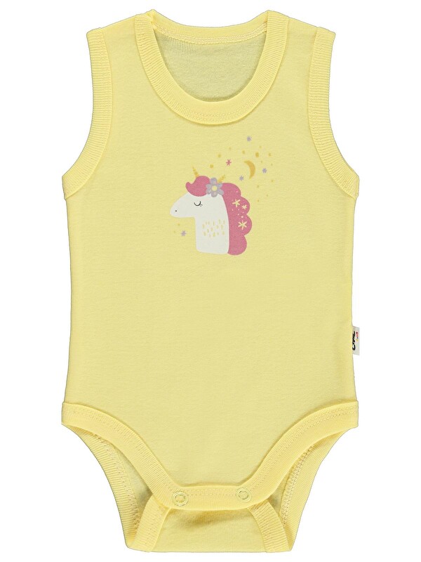 Civil Baby Baskılı 0-3 Yaş Çıtçıtlı Badi - Sarı 2-3 Yaş