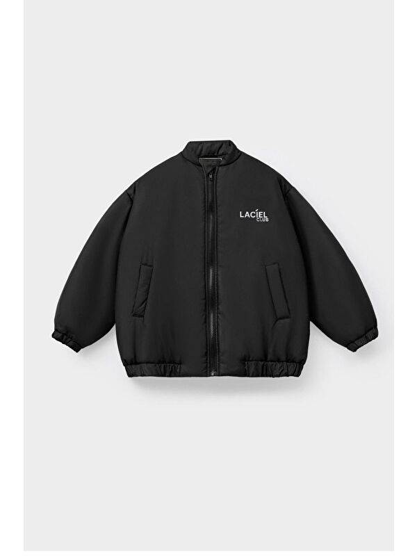 Magu Unisex Çocuk Siyah Bomber Mont – Fermuarlı, Cepli, Rahat Kesim