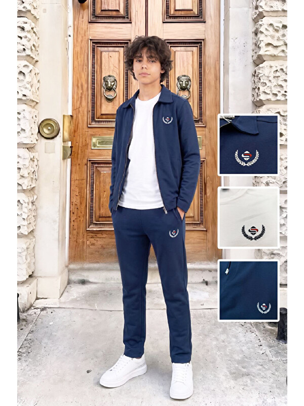 Modanino Erkek Çocuk 3'lü Takım (Ceket+T-Shirt+Alt) 6-16 Yaş 12770SMP