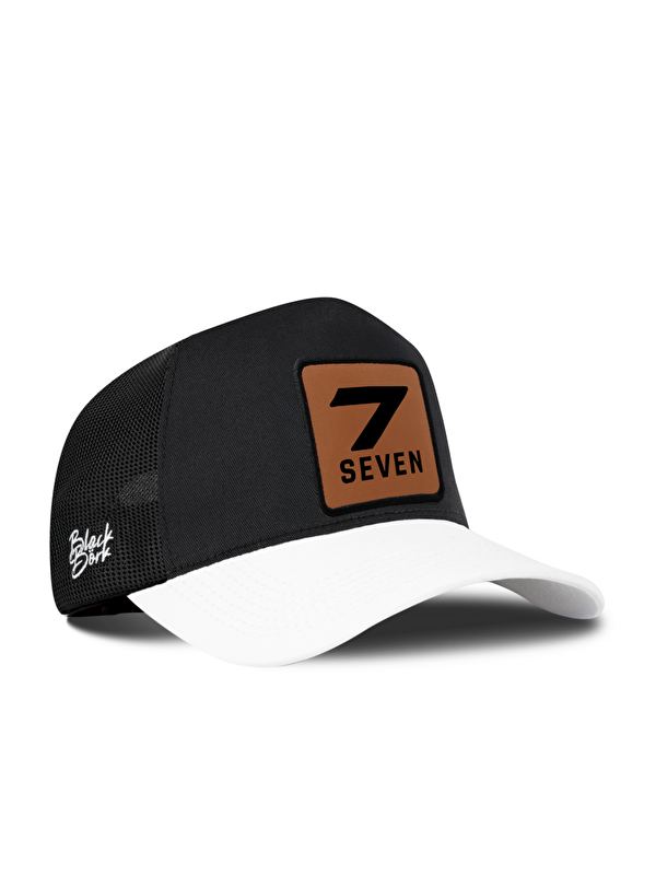 BlackBörk 7 Numara Logolu Beyaz-Siyah Trucker Şapka