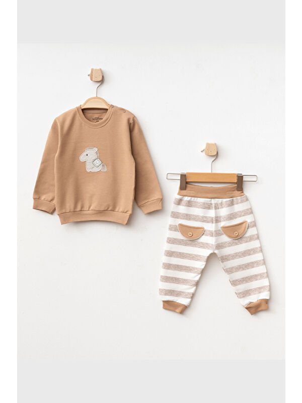 AZİZ BEBE Erkek Bebek At Nakışlı Sweatshirt Pantolon 2 'li