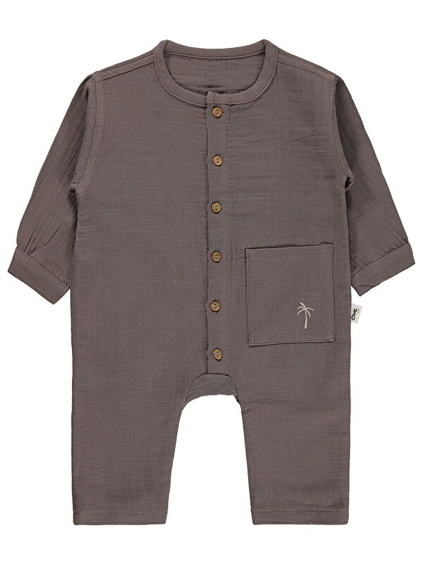 Civil Baby Palmiye Nakışlı 3-12 Ay Tulum - Kahverengi 9-12 Ay
