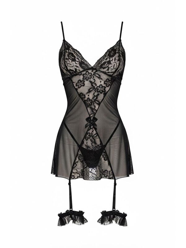 C&City Dantel Detaylı Babydoll Siyah
