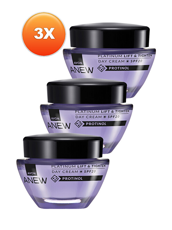 AVON Anew Platinum Lift & Tighten Gündüz Kremi SPF20 50 Ml. Üçlü Set